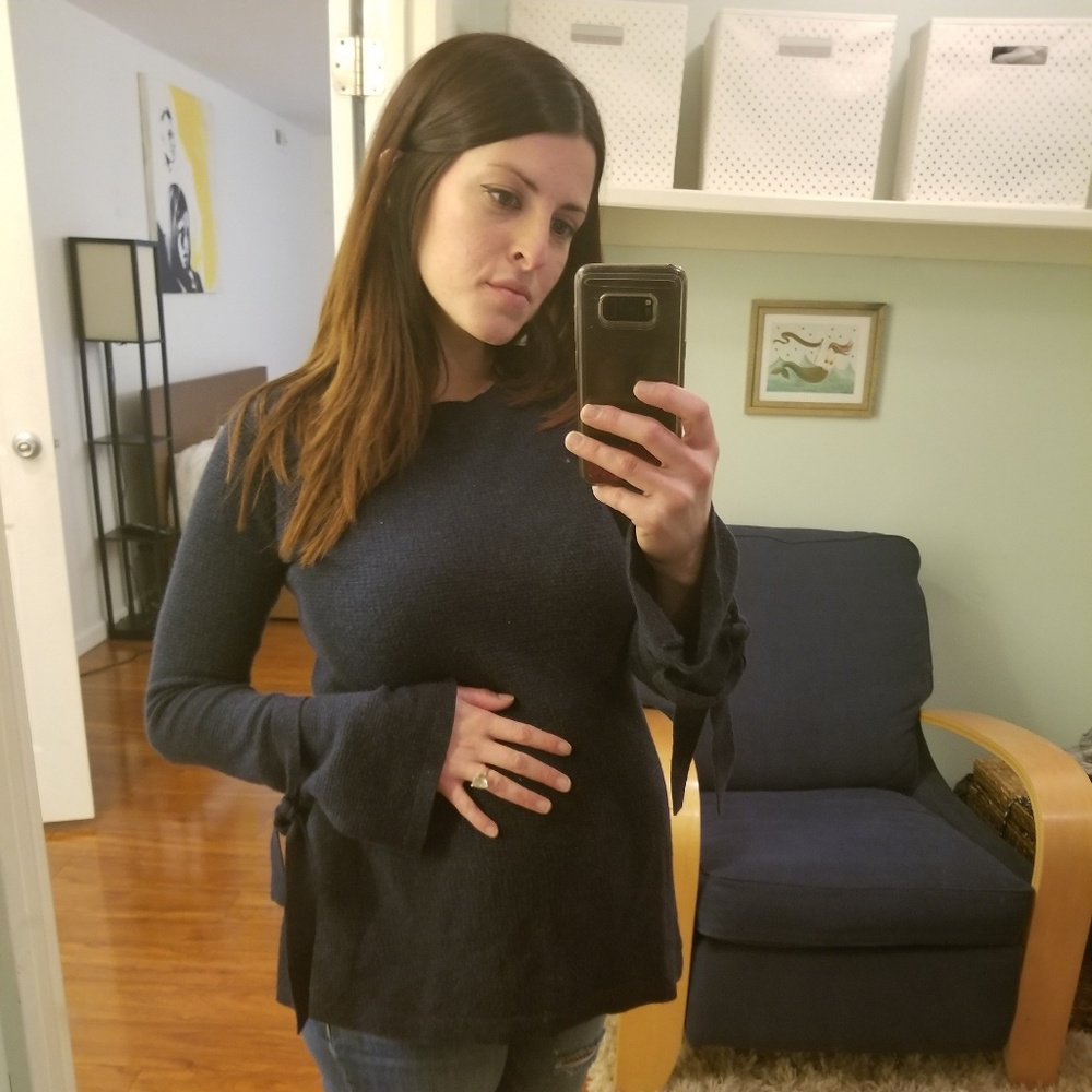 Waffle knit bell sleeve maternity top
